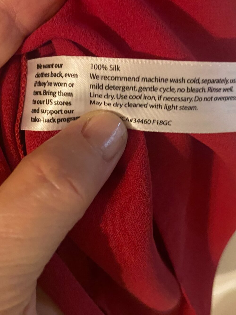 Eileen Fisher Radish Red silk crepe shell - Picture 4 of 4